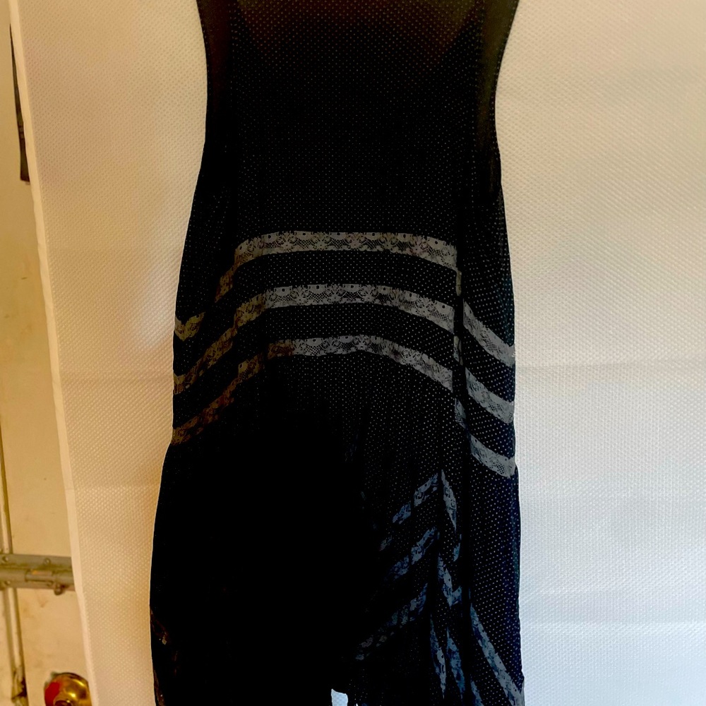Free people chic midi dress black with grey lace excellent condition